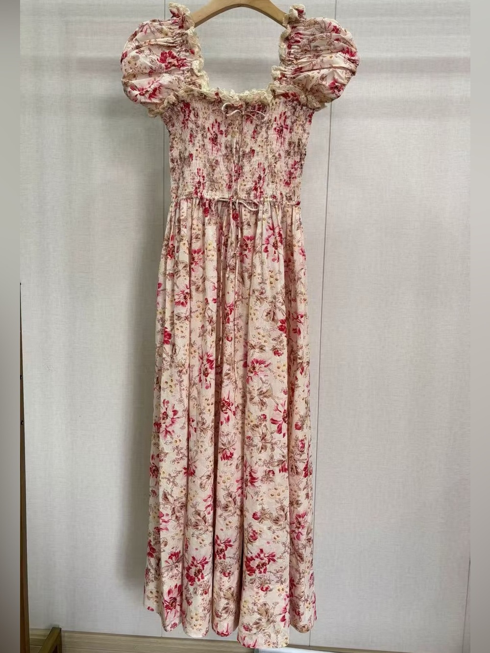 Doen Stanza Lace-Trimmed Floral-Print Organic Cotton-Voile Midi Dress, S - Picture 4 of 12